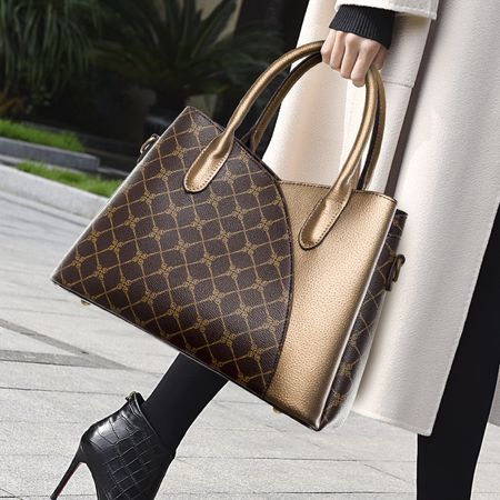 Fashionable contrast color printed women's handbag